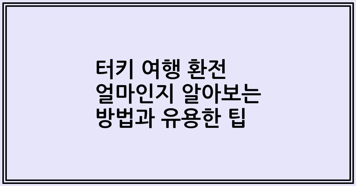 터키 여행 환전 얼마인지 알아보는 방법과 유용한 팁
