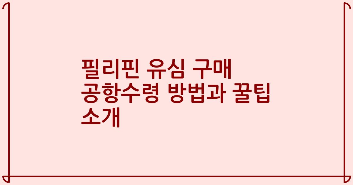 필리핀 유심 구매 공항수령 방법과 꿀팁 소개