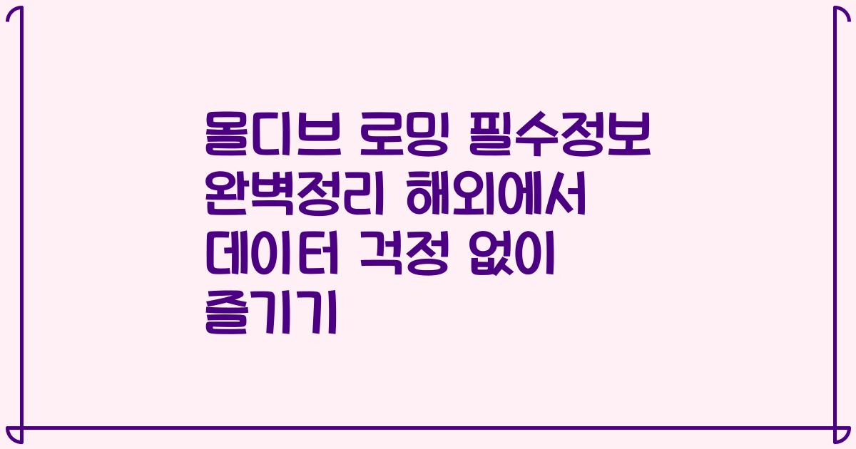 몰디브 로밍 필수정보 완벽정리 해외에서 데이터 걱정 없이 즐기기