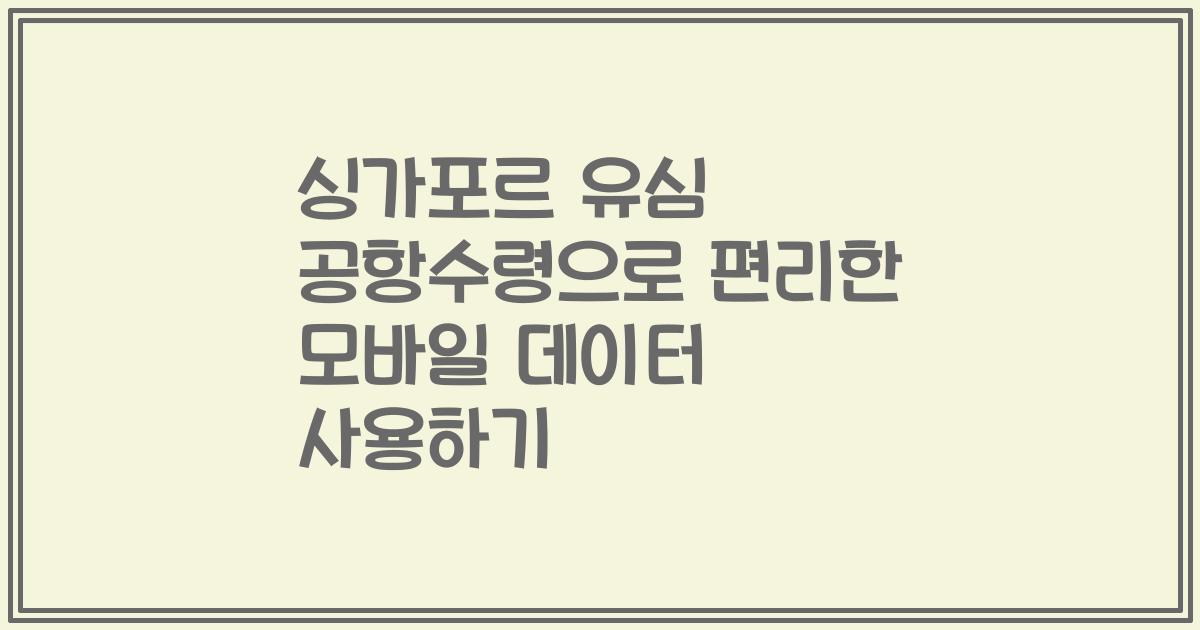 싱가포르 유심 공항수령으로 편리한 모바일 데이터 사용하기