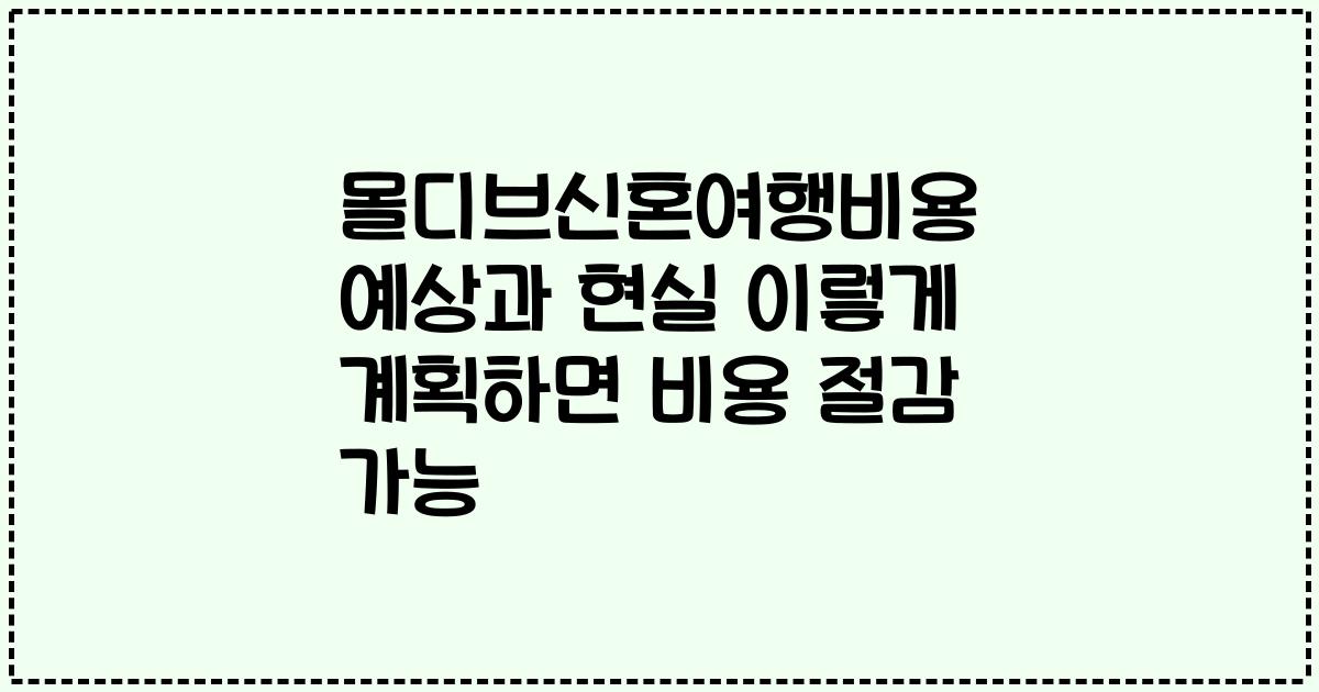 몰디브신혼여행비용 예상과 현실 이렇게 계획하면 비용 절감 가능